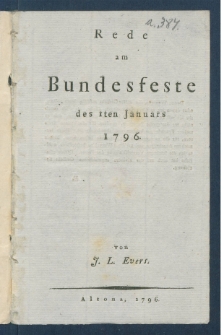 Rede am Bundesfeste des Iten Januars 1796.