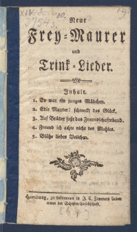 Neue Frey-Maurer und Trink-Lieder.