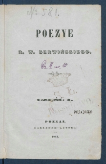 Poezye R. W. Berwińskiego.