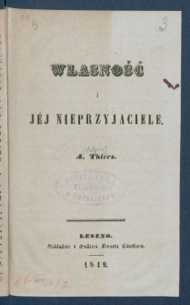 Własność i j&eacute;j nieprzyjaciele.