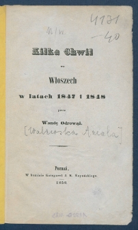 Kilka chwil we Włoszech : w latach 1847 i 1848.