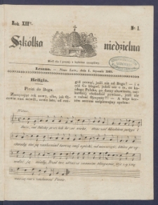 Szk&oacute;łka Niedzielna : [pismo czasowe poświęcone włościanom]. 1849, R. 13 nr 1