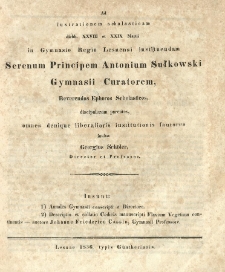Wiadomość o stanie Kr&oacute;lewskiego Gimnazyum w Lesznie w ciągu roku szk&oacute;lnego od Wielkiejnocy 1835 r. aż do tegoż czasu 1836 r.