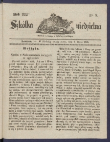 Szk&oacute;łka Niedzielna : [pismo czasowe poświęcone włościanom]. 1839, R. 3 nr 9