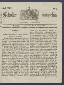 Szk&oacute;łka Niedzielna : [pismo czasowe poświęcone włościanom]. 1845, R. 9 nr 1