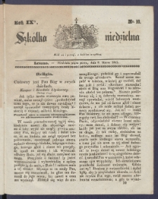 Szk&oacute;łka Niedzielna : [pismo czasowe poświęcone włościanom]. 1845, R. 9 nr 10