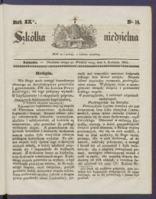 Szk&oacute;łka Niedzielna : [pismo czasowe poświęcone włościanom]. 1845, R. 9 nr 14