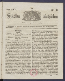 Szk&oacute;łka Niedzielna : [pismo czasowe poświęcone włościanom]. 1845, R. 9 nr 20