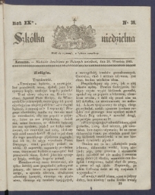 Szk&oacute;łka Niedzielna : [pismo czasowe poświęcone włościanom]. 1845, R. 9 nr 39