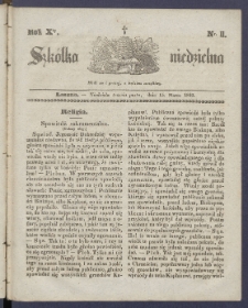 Szk&oacute;łka Niedzielna : [pismo czasowe poświęcone włościanom]. 1846, R. 10 nr 11