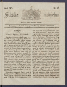 Szk&oacute;łka Niedzielna : [pismo czasowe poświęcone włościanom]. 1846, R. 10 nr 17