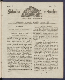 Szk&oacute;łka Niedzielna : [pismo czasowe poświęcone włościanom]. 1837, R. 1 nr 17