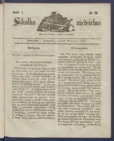 Szk&oacute;łka Niedzielna : [pismo czasowe poświęcone włościanom]. 1837, R. 1 nr 38