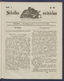 Szk&oacute;łka Niedzielna : [pismo czasowe poświęcone włościanom]. 1837, R. 1 nr 40