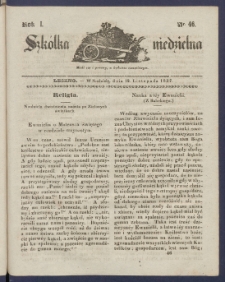 Szk&oacute;łka Niedzielna : [pismo czasowe poświęcone włościanom]. 1837, R. 1 nr 46