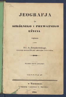 Jeografja do szk&oacute;lnego i prywatnego użycia.