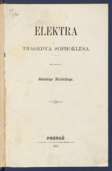 Elektra : tragedya Sophoklesa.
