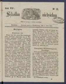 Szk&oacute;łka Niedzielna : [pismo czasowe poświęcone włościanom]. 1842, R. 6 nr 18