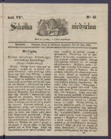 Szk&oacute;łka Niedzielna : [pismo czasowe poświęcone włościanom]. 1842, R. 6 nr 22
