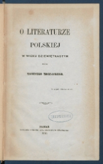 O literaturze polskiej w wieku dziewiętnastym.
