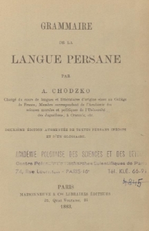 Grammaire de la langue persane