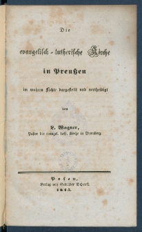 Die evangelisch-lutherische Kirche in Preu&szlig;en.