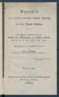 Czerski's erste christlich-apostolisch-katholische Predigt in der Stadt Posen.