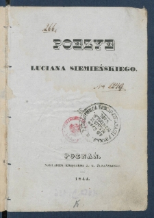 Poezye Luciana Siemieńskiego.