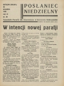 Posłaniec Niedzielny: organ Parafii św. Stanisława BM w Mieście Ostrowie Archidiec. Poznańskiej 1935.09.22 R.9 Nr38