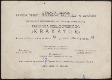 [Zaproszenie] : na prapremierę opery Tadeusza Szeligowskiego "Krakatuk" : [1956]