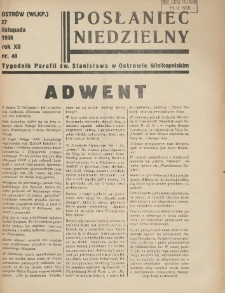 Posłaniec Niedzielny: organ Parafii św. Stanisława BM w Mieście Ostrowie Archidiec. Poznańskiej 1938.11.27 R.12 Nr48
