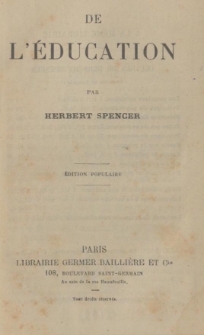 De l'&eacute;ducation