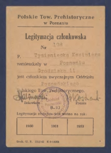 Legitymacja członkowska Nr ...