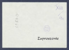 Zaproszenie [Incipit:] Uniwersytet im. Adama Mickiewicza Instytut Historii Sztuki Zakład Muzykologii oraz Komisja Muzykologiczna Poznańskiego Towarzystwa Przyjaci&oacute;ł Nauk mają zaszczyt zaprosić na Konwersatoria kt&oacute;re będa sie odbywały w roku akademickim 1992/93 o godz. 18.00 [...]