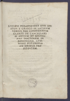 Lvciani Philopsevdes Sive Apiston.