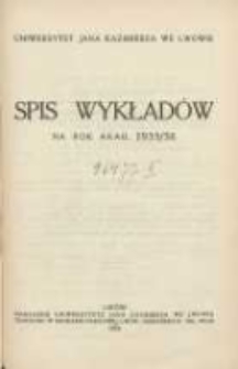 Spis wykładów na rok akademicki 1935/1936. Uniwersytet Jana Kazimierza we Lwowie