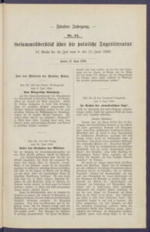 Gesamt&uuml;berblick &uuml;ber die Polnische Tagesliteratur 1896.06.15 R.5 Nr24