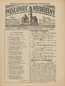 Posłaniec Niedzielny: organ Parafii św. Stanisława BM w Mieście Ostrowie Archidiec. Poznańskiej 1928.08.12 R.2 Nr33