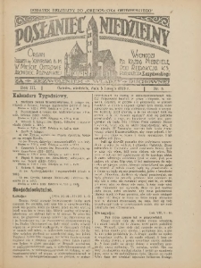 Posłaniec Niedzielny: organ Parafii św. Stanisława BM w Mieście Ostrowie Archidiec. Poznańskiej 1929.02.03 R.3 Nr5