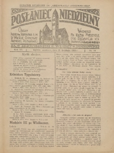 Posłaniec Niedzielny: organ Parafii św. Stanisława BM w Mieście Ostrowie Archidiec. Poznańskiej 1929.04.21 R.3 Nr16