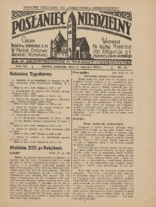Posłaniec Niedzielny: organ Parafii św. Stanisława BM w Mieście Ostrowie Archidiec. Poznańskiej 1929.08.18 R.3 Nr33