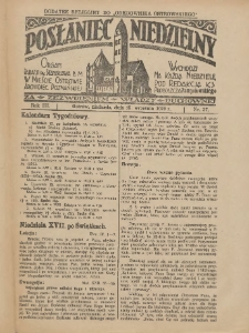 Posłaniec Niedzielny: organ Parafii św. Stanisława BM w Mieście Ostrowie Archidiec. Poznańskiej 1929.09.15 R.3 Nr37
