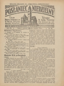 Posłaniec Niedzielny: organ Parafii św. Stanisława BM w Mieście Ostrowie Archidiec. Poznańskiej 1929.09.29 R.3 Nr39
