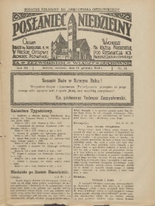 Posłaniec Niedzielny: organ Parafii św. Stanisława BM w Mieście Ostrowie Archidiec. Poznańskiej 1929.12.29 R.3 Nr52