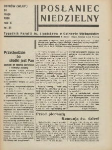 Posłaniec Niedzielny: organ Parafii św. Stanisława BM w Mieście Ostrowie Archidiec. Poznańskiej 1936.05.24 R.10 Nr21