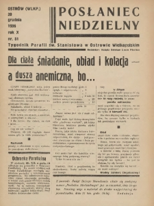 Posłaniec Niedzielny: organ Parafii św. Stanisława BM w Mieście Ostrowie Archidiec. Poznańskiej 1936.12.20 R.10 Nr51