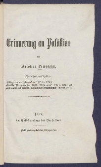 Erinnerung an Pal&auml;stina.