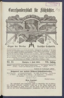 Korrespondenzblatt f&uuml;r Fischz&uuml;chter 1900.07.01 Jg.7 Nr13