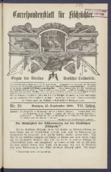 Korrespondenzblatt f&uuml;r Fischz&uuml;chter 1900.09.15 Jg.7 Nr18