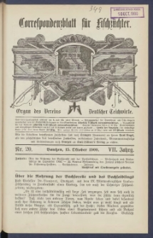 Korrespondenzblatt f&uuml;r Fischz&uuml;chter 1900.10.15 Jg.7 Nr20